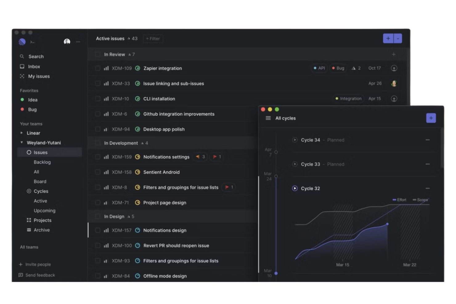 Linear screenshot - 10 Mejores Alternativas a Jira Analizadas en 2026