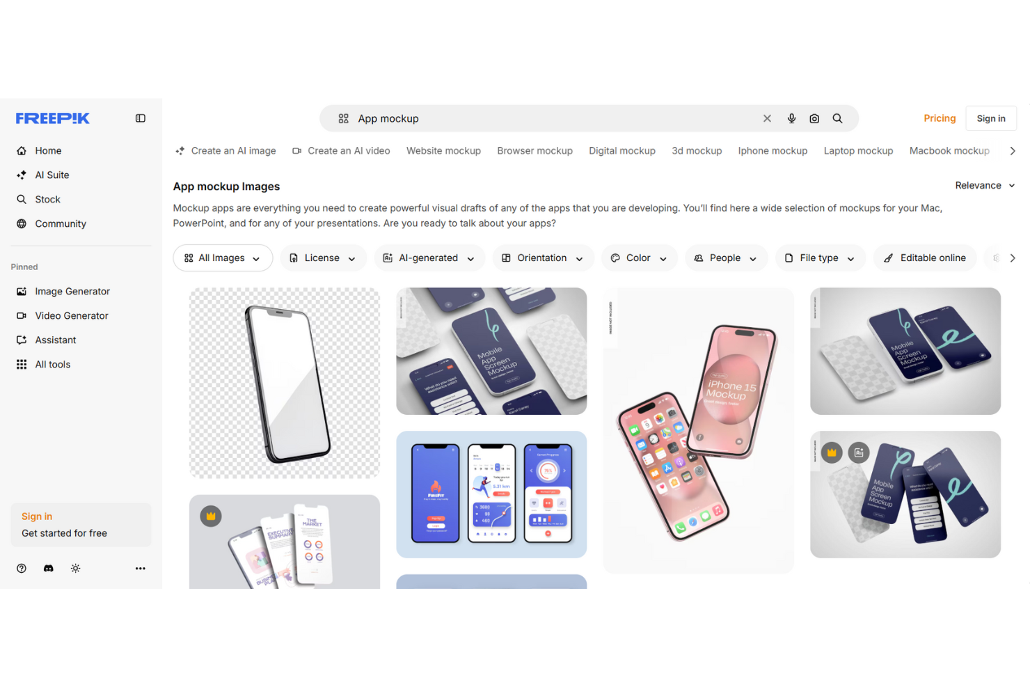 Freepik screenshot - 10 mejores generadores gratuitos de maquetas analizados en 2026