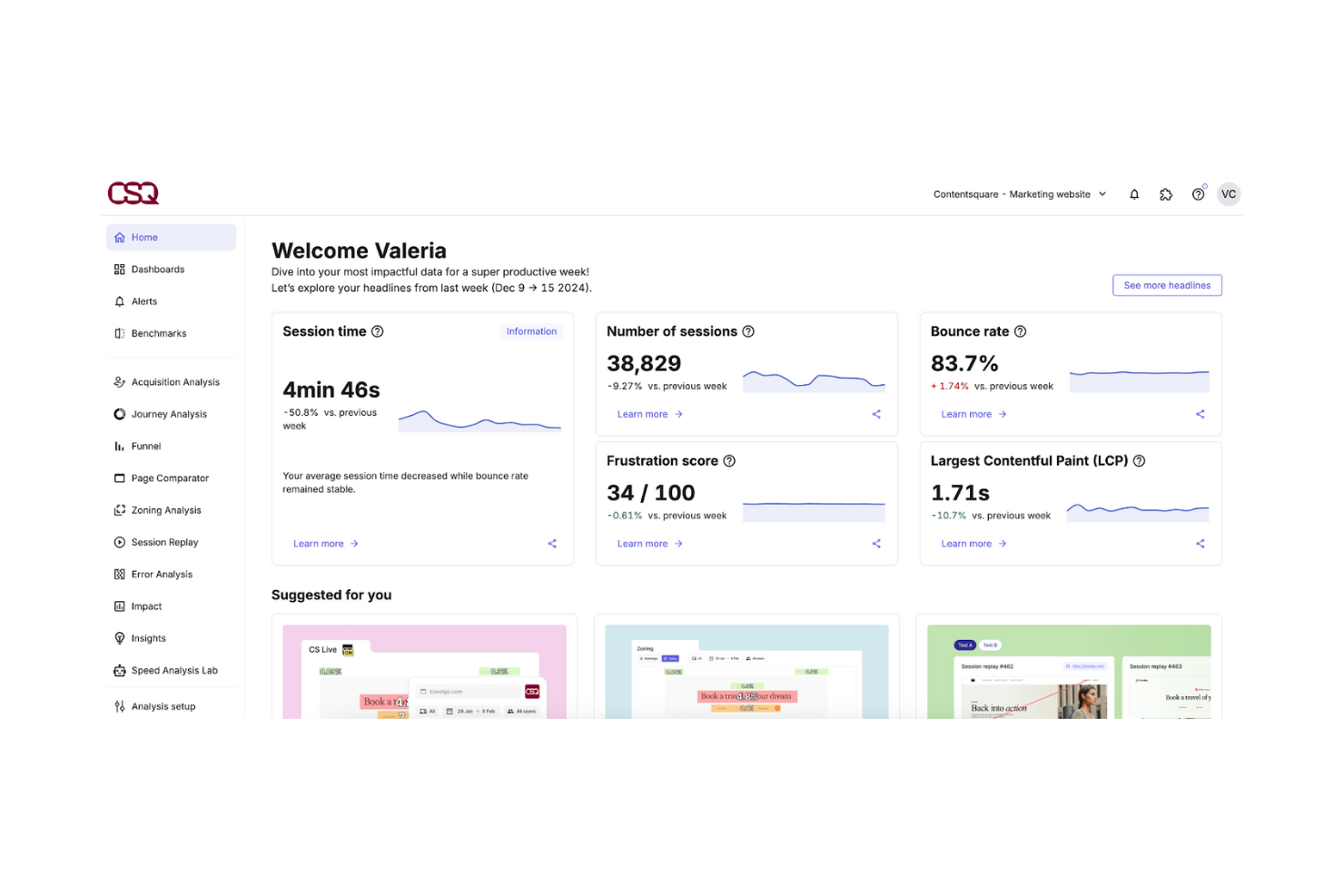 Contentsquare screenshot - 10 Mejores Alternativas a Mixpanel Analizadas en 2026