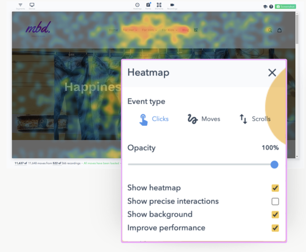 Lucky Orange screenshot - 10 Mejores Programas de Mapa de Calor Gratuitos Revisados en 2026