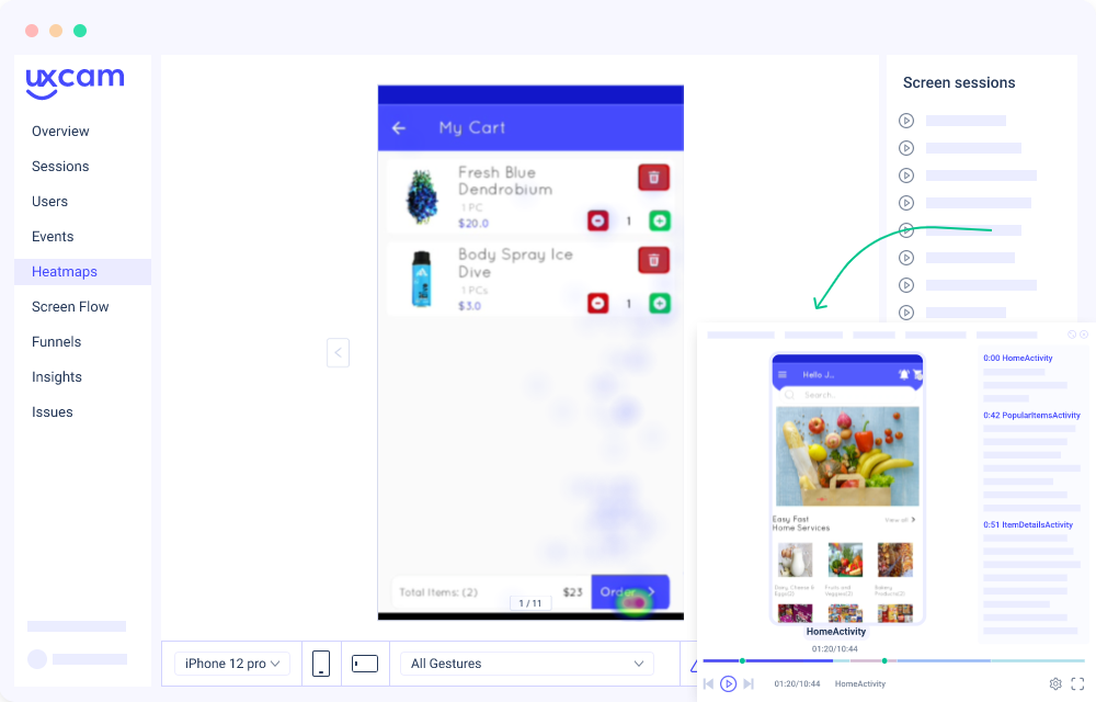 UXCam screenshot - 10 Mejores Programas de Mapa de Calor Gratuitos Revisados en 2026