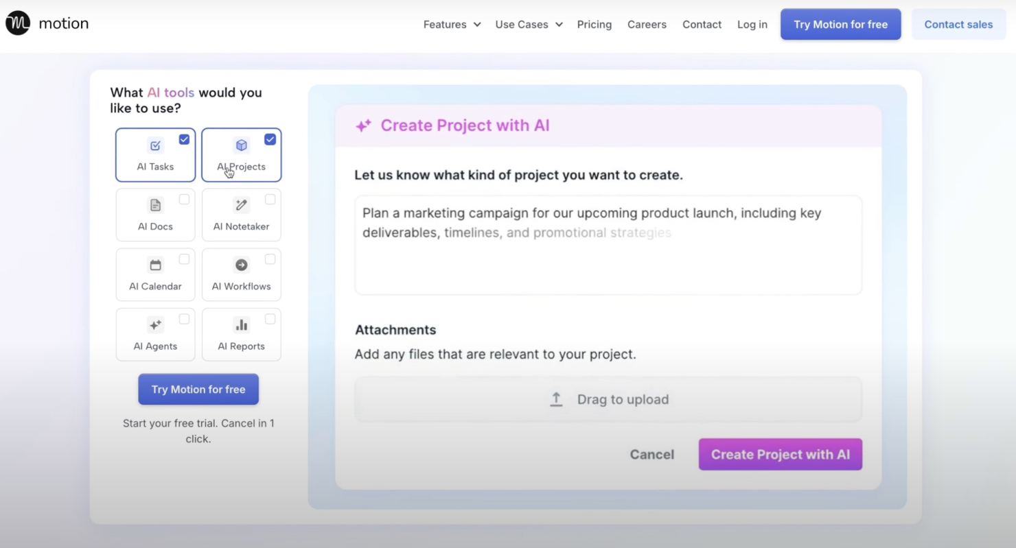 Motion screenshot - 10 Mejores Herramientas de Gestión de Productos con IA Analizadas en 2026