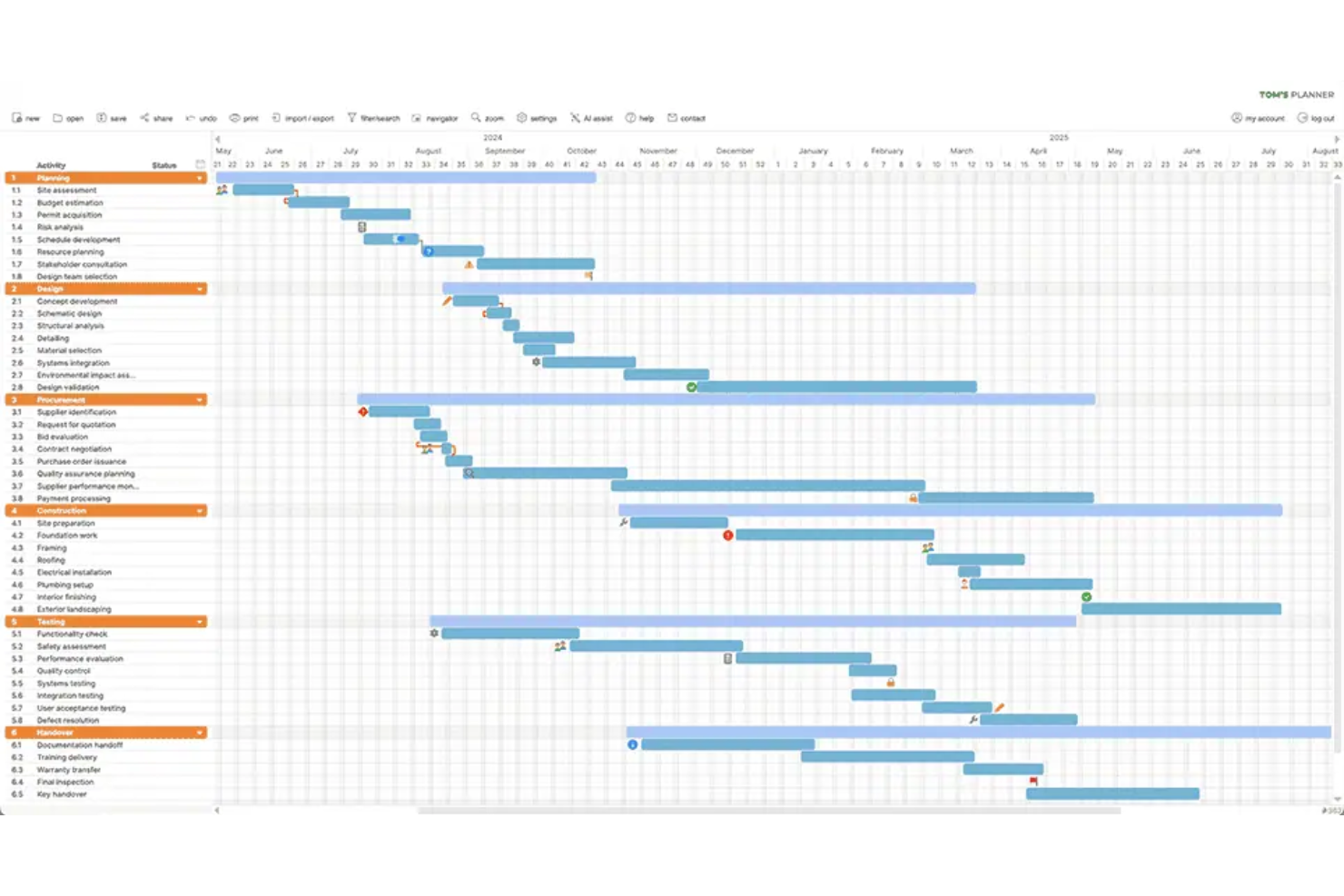 Tom's Planner screenshot - 10 mejores programas gratuitos de planificación de productos evaluados en 2026