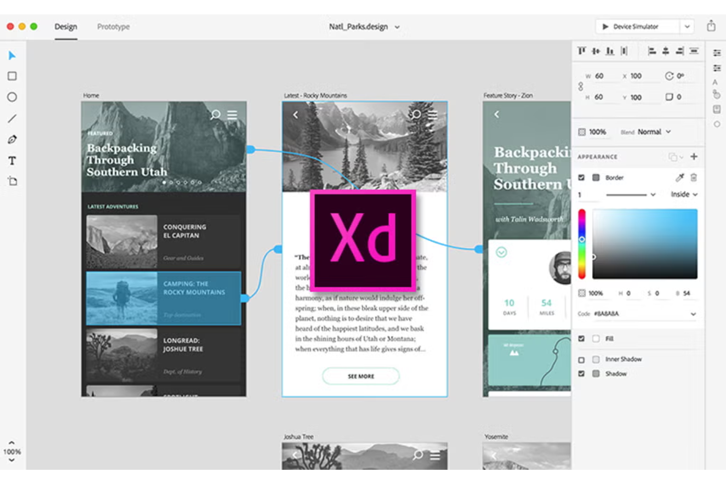 Adobe XD screenshot - 10 mejores programas de diseño de aplicaciones móviles analizados en 2026