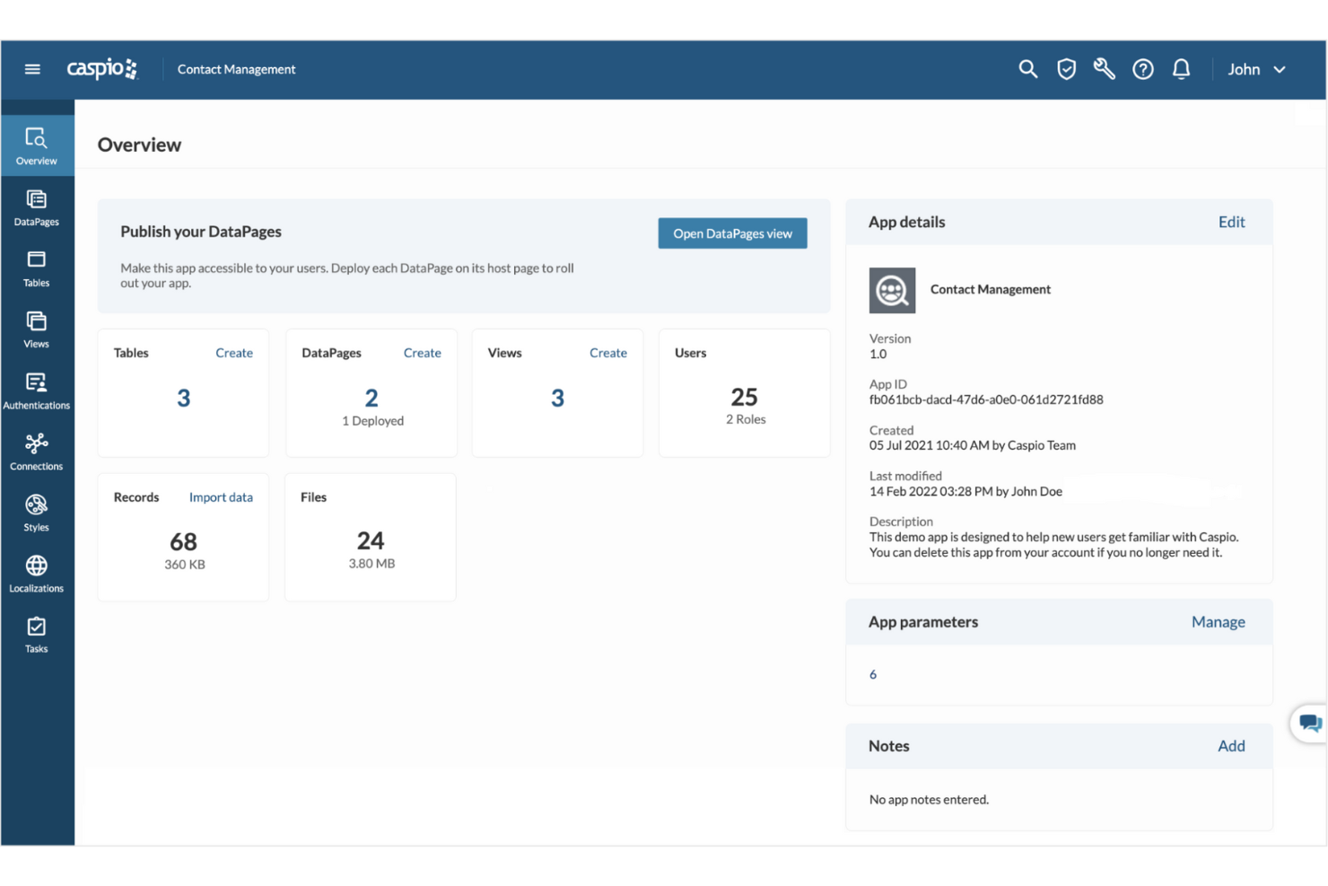 Caspio screenshot - 10 mejores programas de diseño de aplicaciones móviles analizados en 2026