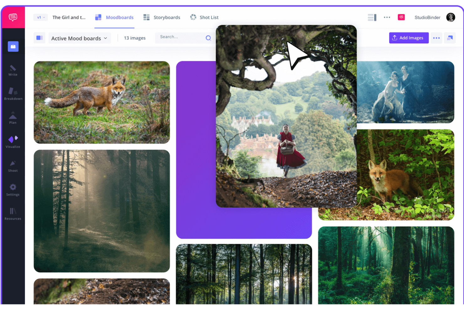 StudioBinder screenshot - 10 Mejores Creadores de Mood Board Analizados en 2026
