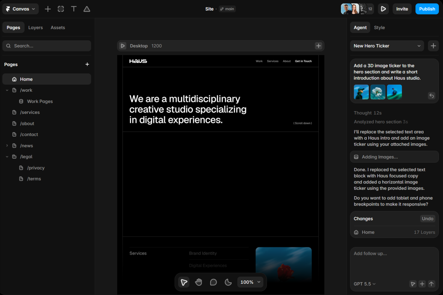 Framer screenshot - 10 Mejores Herramientas para Desarrolladores de IU para Ingenieros Front-End en 2026
