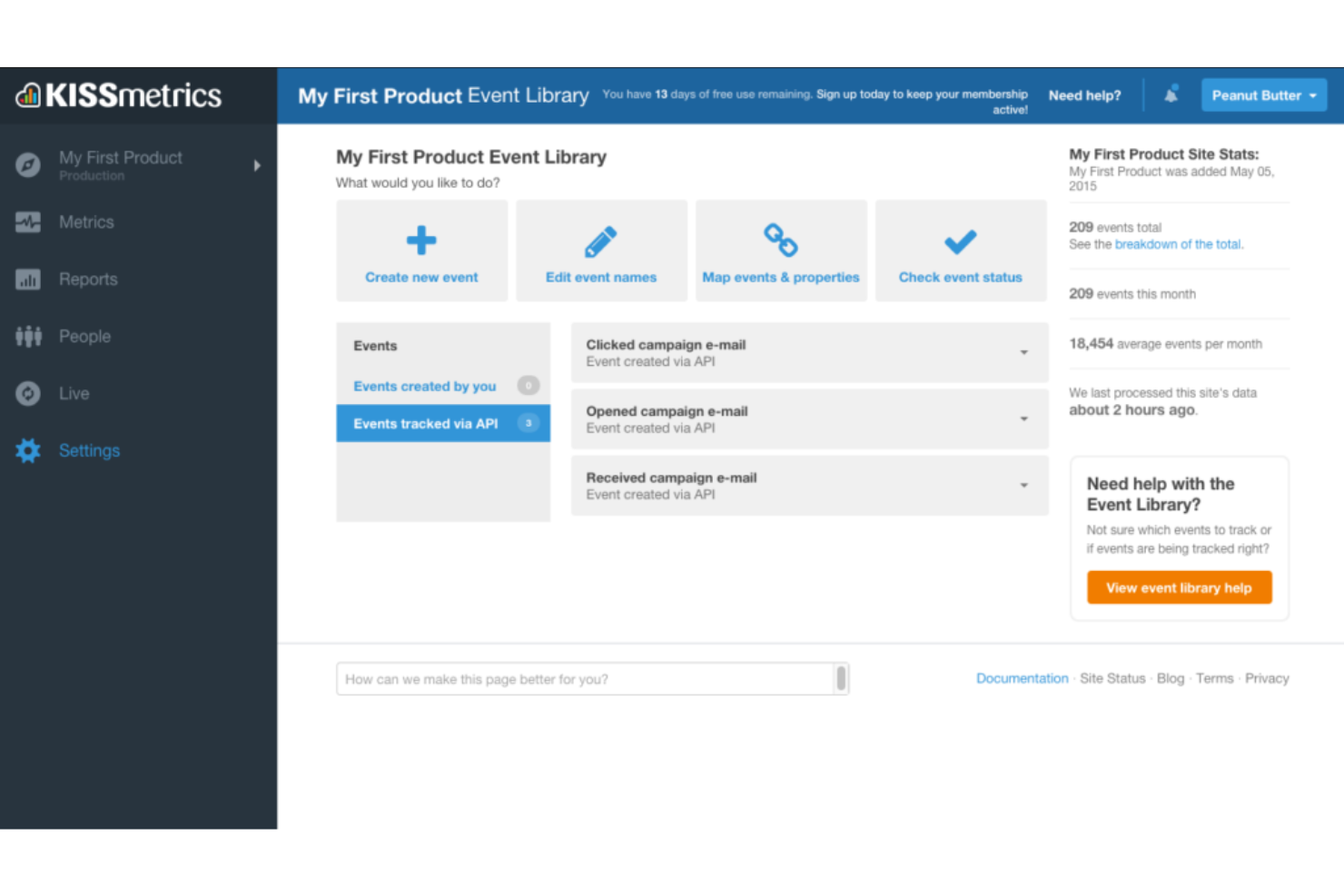 Kissmetrics screenshot - 10 Mejores Software de Inteligencia de Producto Revisados en 2026