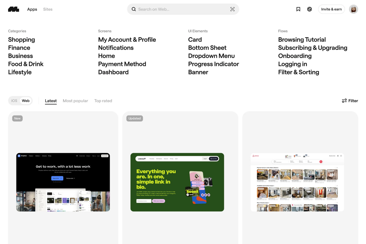 Mobbin screenshot - 10 Mejores Herramientas de Diseño para Equipos de Producto en 2026