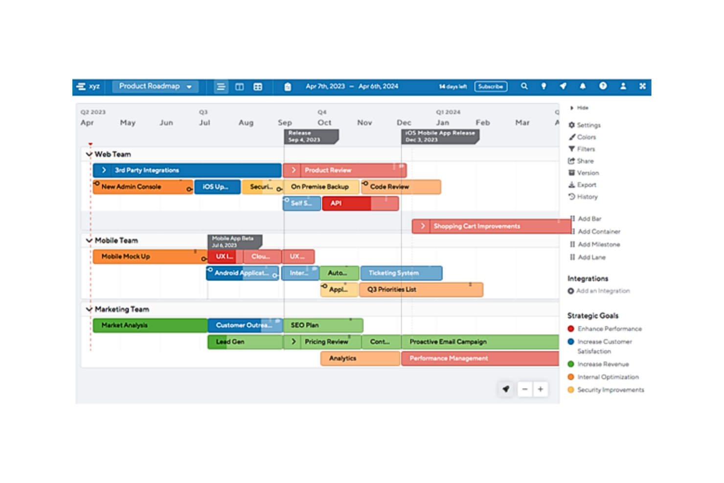 ProductPlan screenshot - 10 Mejores Herramientas de Roadmap Online para PMs en 2026