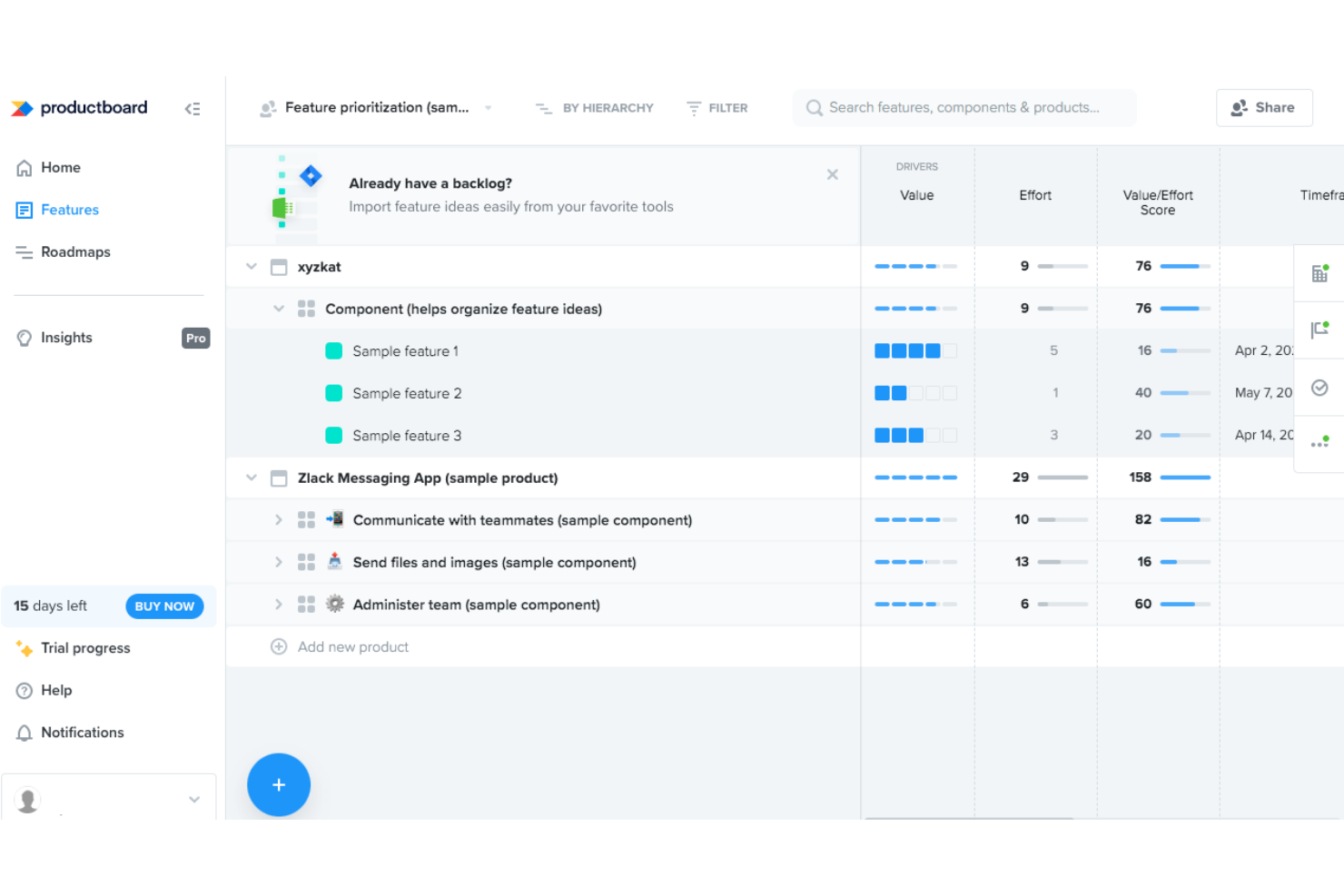 Productboard screenshot - 10 Mejores Programas para la Planificación de Productos y Roadmaps en 2026