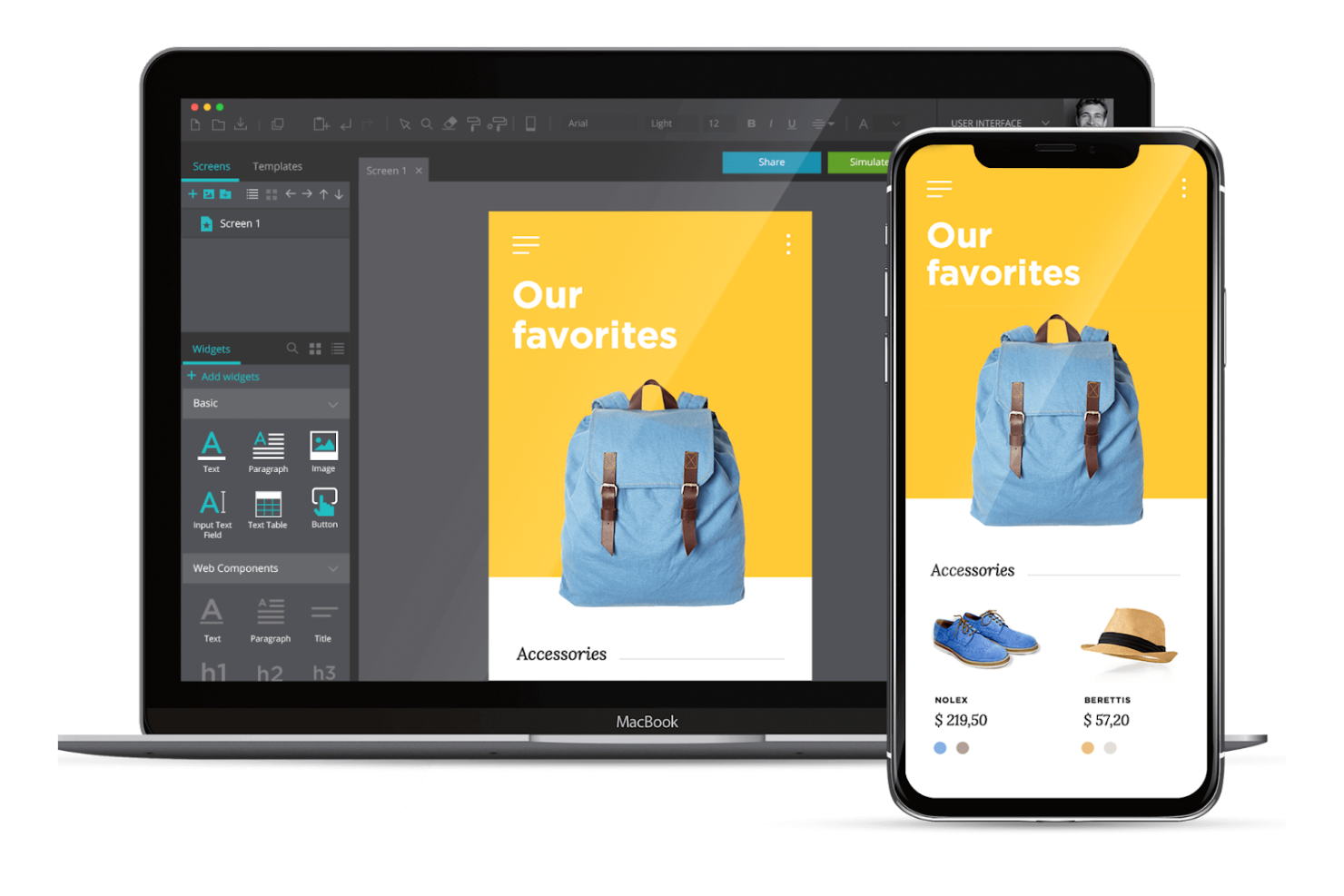 Justinmind screenshot - 10 Mejores Programas de Diseño de Interfaz de Usuario para 2026