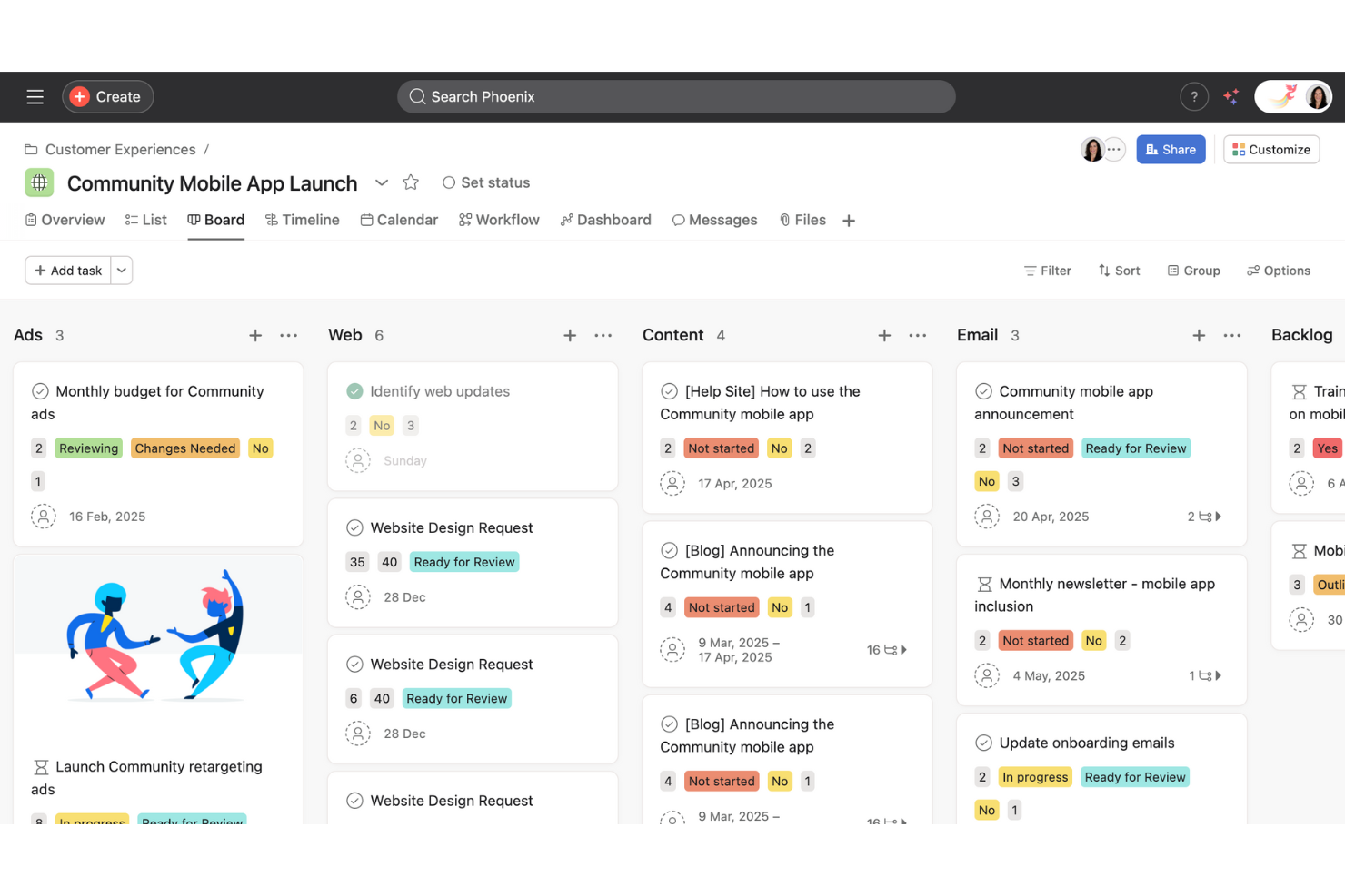 Asana screenshot - 10 Mejores Software para Historias de Usuario para Equipos Ágiles en 2026