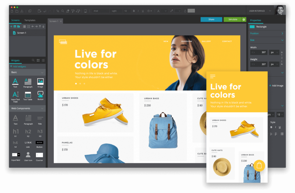 Justinmind screenshot - 10 Mejores Herramientas de Wireframe para Prototipar Diseños en 2026