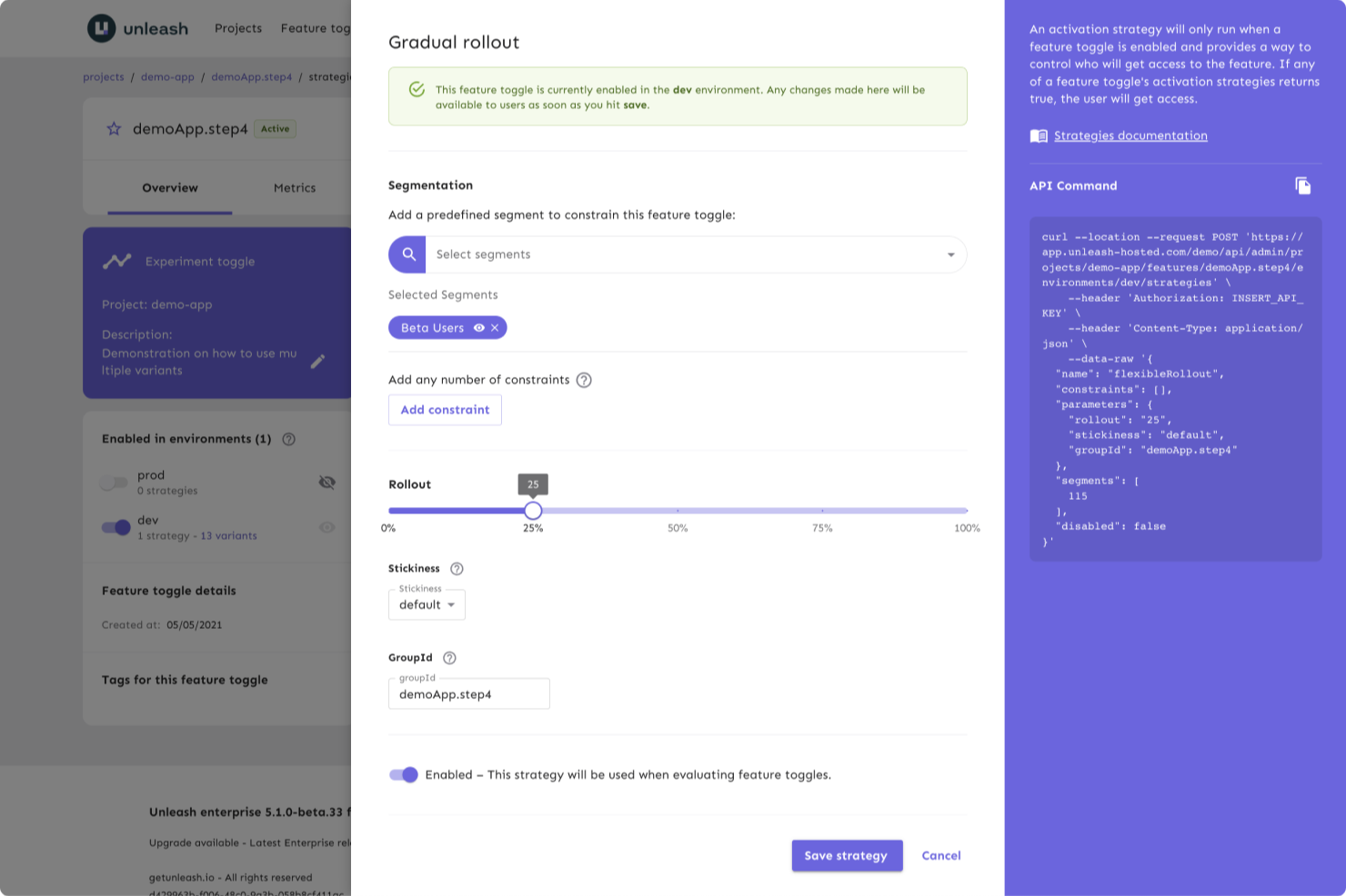 Unleash screenshot - 10 mejores herramientas de gestión de lanzamientos de software en 2026