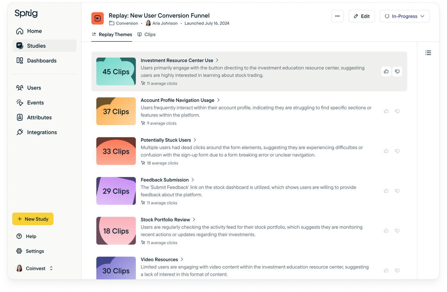 Sprig screenshot - 10 Mejores Herramientas de Análisis del Comportamiento de Usuarios de 2026