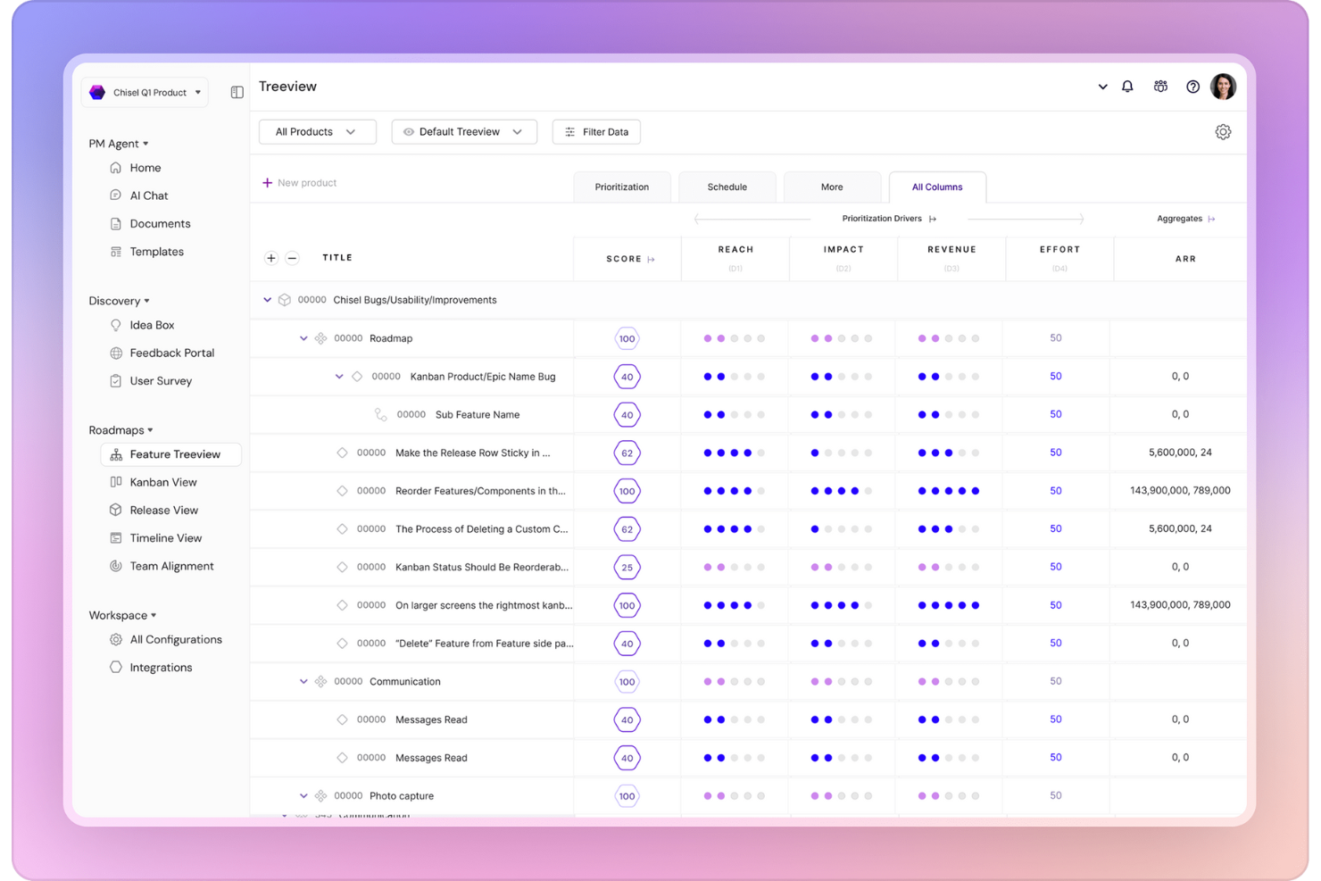 Chisel screenshot - 10 mejores herramientas de gestión de ideas para las partes interesadas en 2026