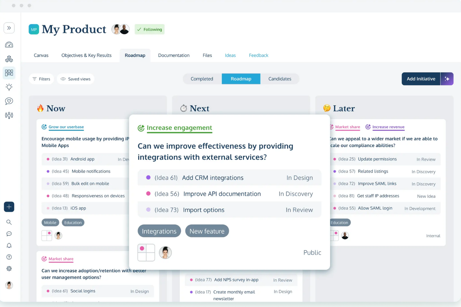 ProdPad screenshot - 10 Mejores Software de Gestión del Ciclo de Vida del Producto (PLM) 2026