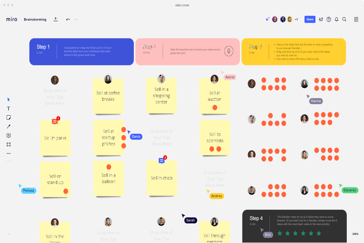 Miro screenshot - 10 mejores herramientas de gestión de ideas para las partes interesadas en 2026
