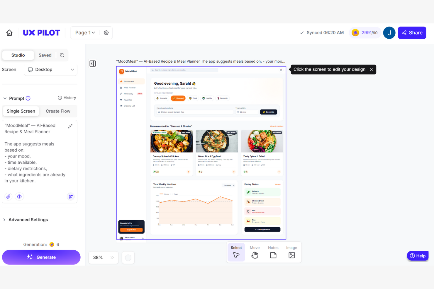 UX Pilot screenshot - 10 Mejores Herramientas Generadoras de Mockups de Productos en 2026