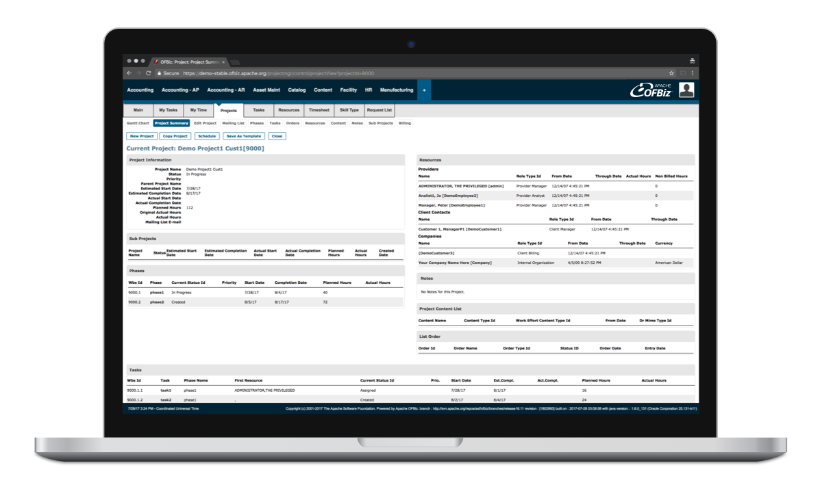 Apache OFBiz screenshot - Los 10 mejores programas de gestión de productos de código abierto de 2026