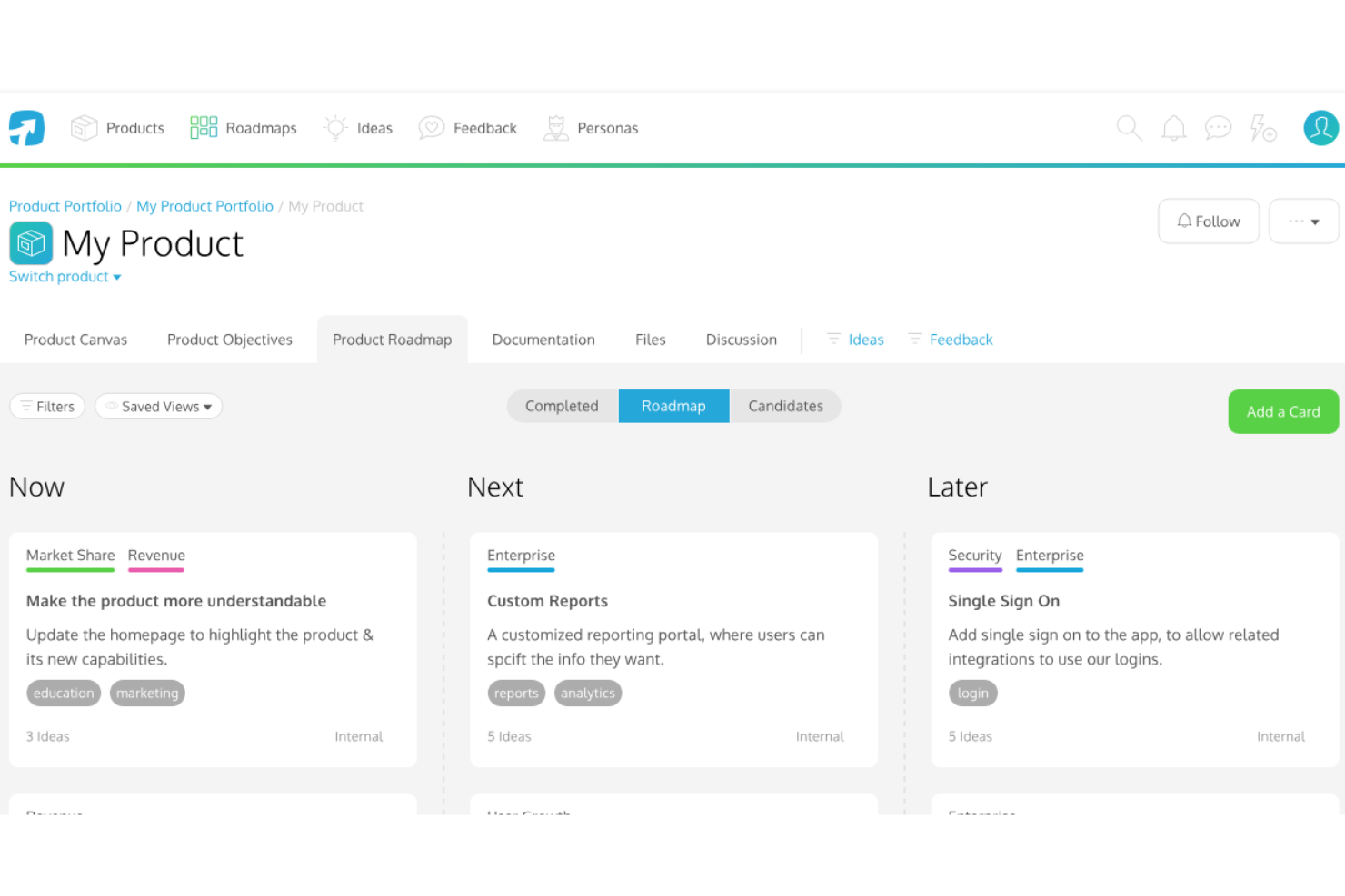 ProdPad screenshot - 10 Mejores Programas para la Planificación de Productos y Roadmaps en 2026