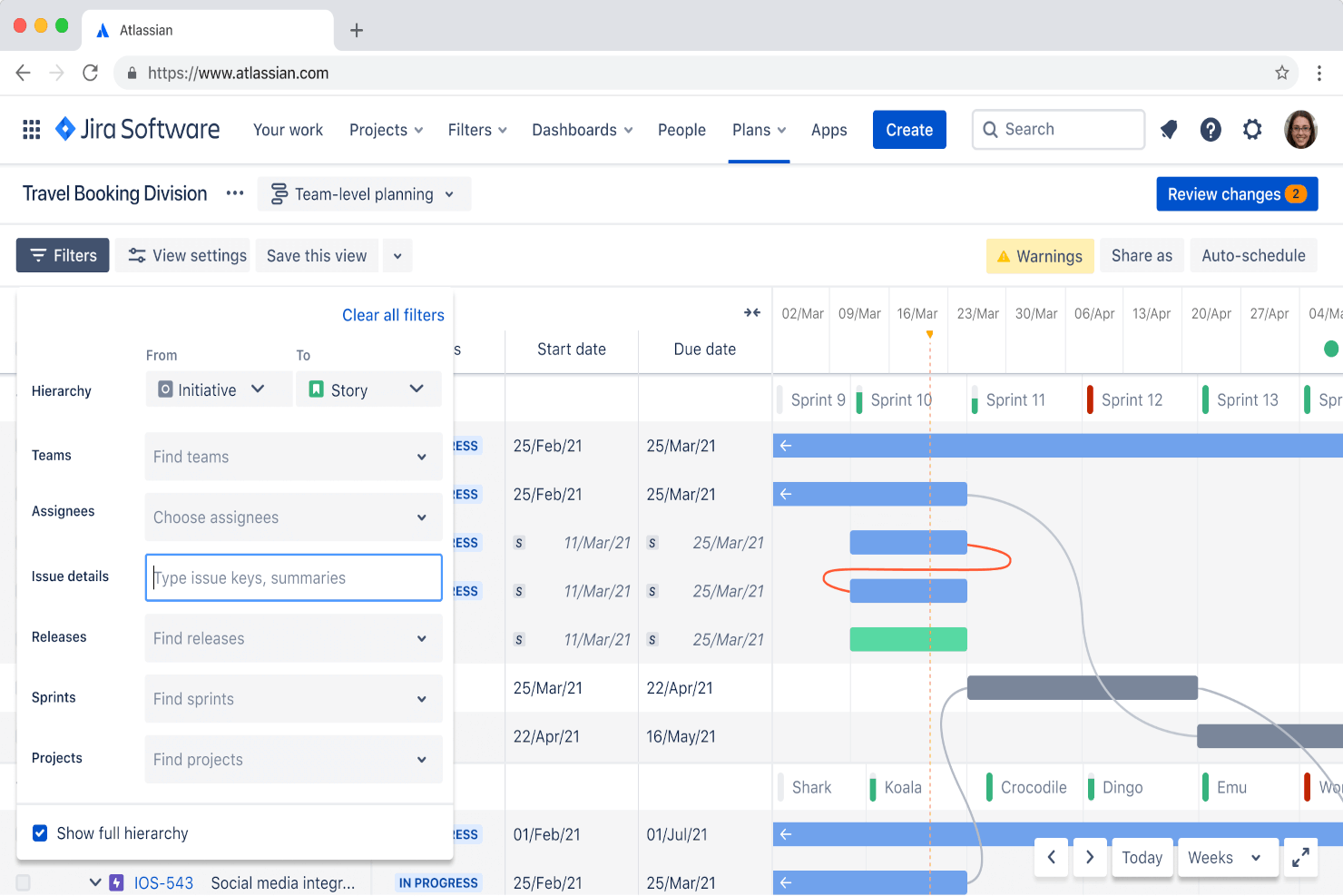 Jira screenshot - 10 Mejores Herramientas de Rutas de Gestión de Productos en 2026