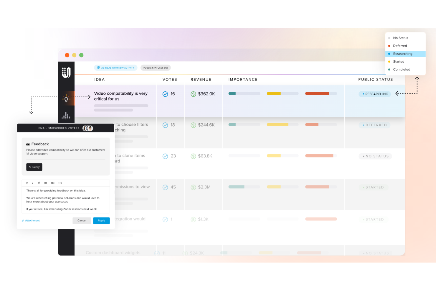 Uservoice screenshot - 10 Mejores Herramientas Empresariales de Gestión de Productos Para 2026