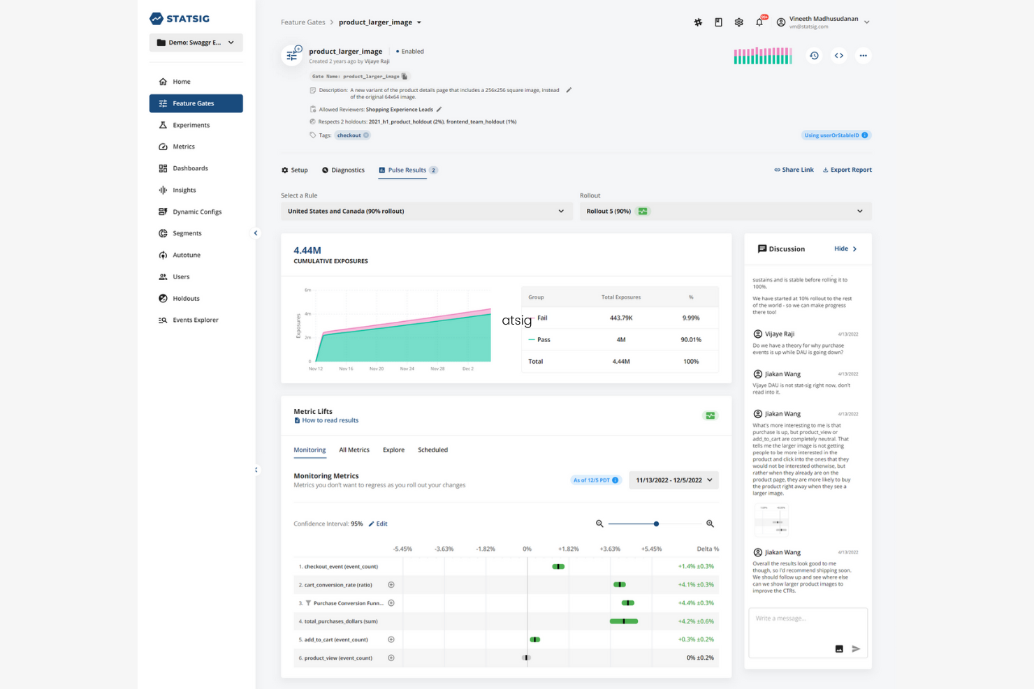 Statsig screenshot - 10 beste alternatieven voor LaunchDarkly in 2026