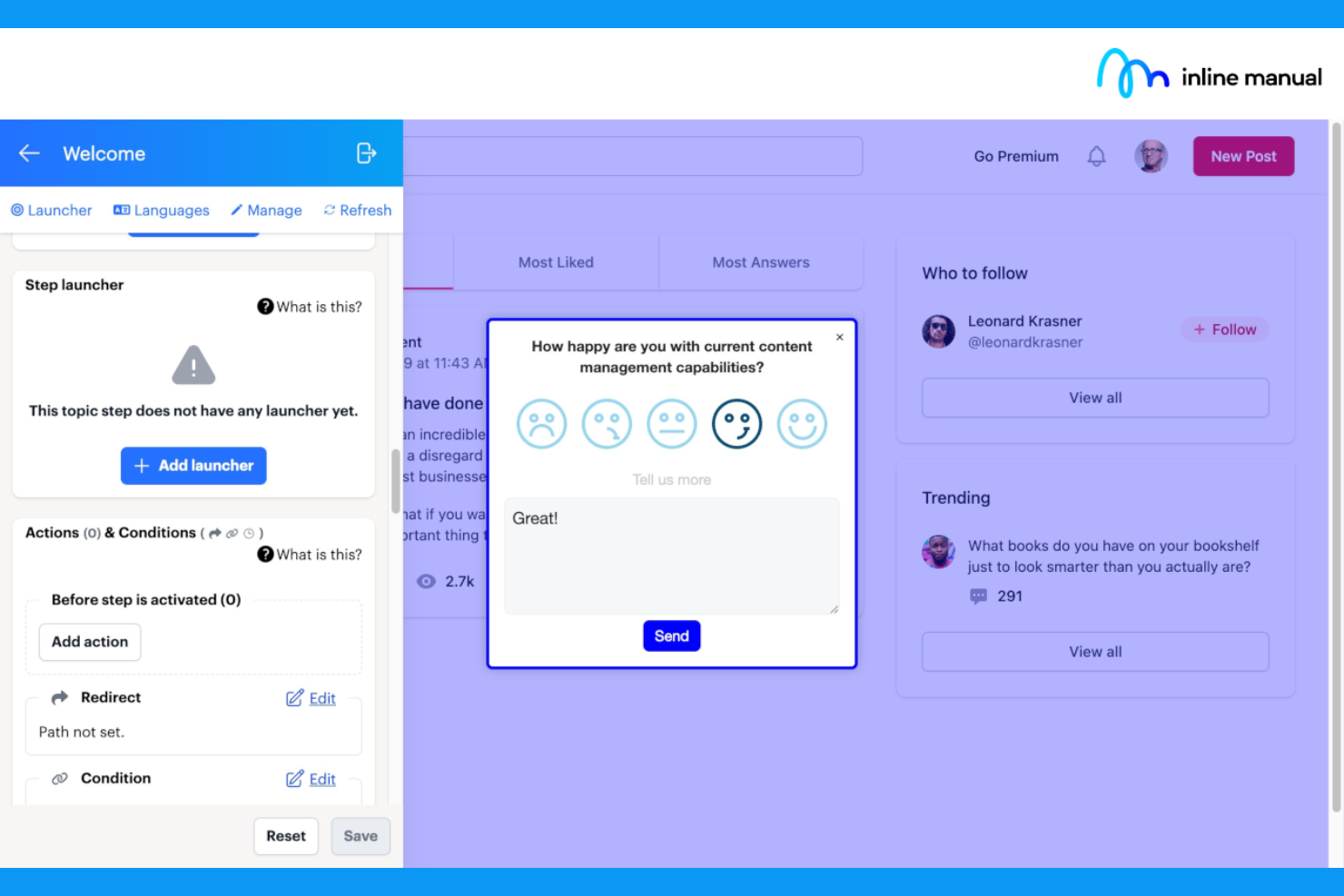 Inline Manual screenshot - 10 Beste Whatfix-alternatieven gekozen voor 2026