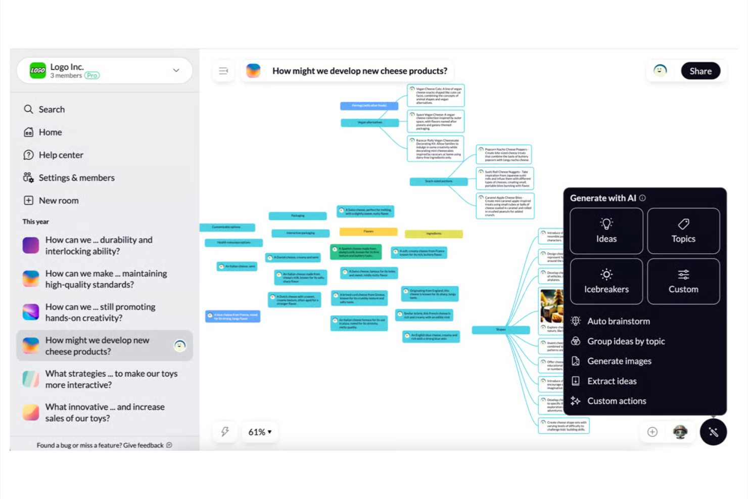Ideamap screenshot - 10 beste online hulpmiddelen voor brainstormen in 2026