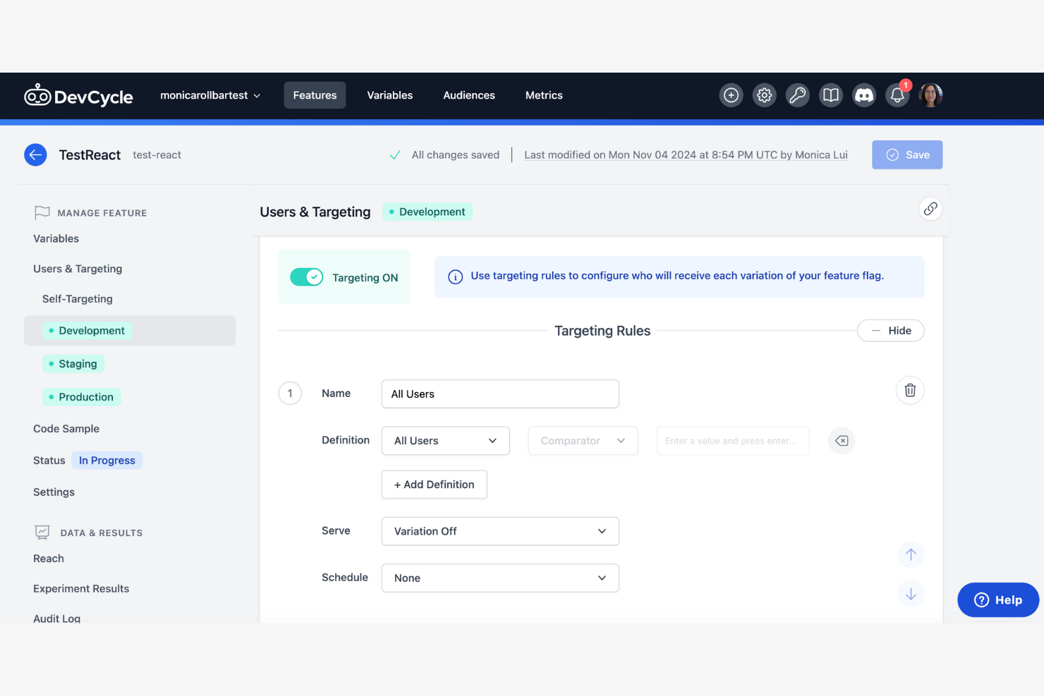 DevCycle screenshot - 10 beste alternatieven voor LaunchDarkly in 2026