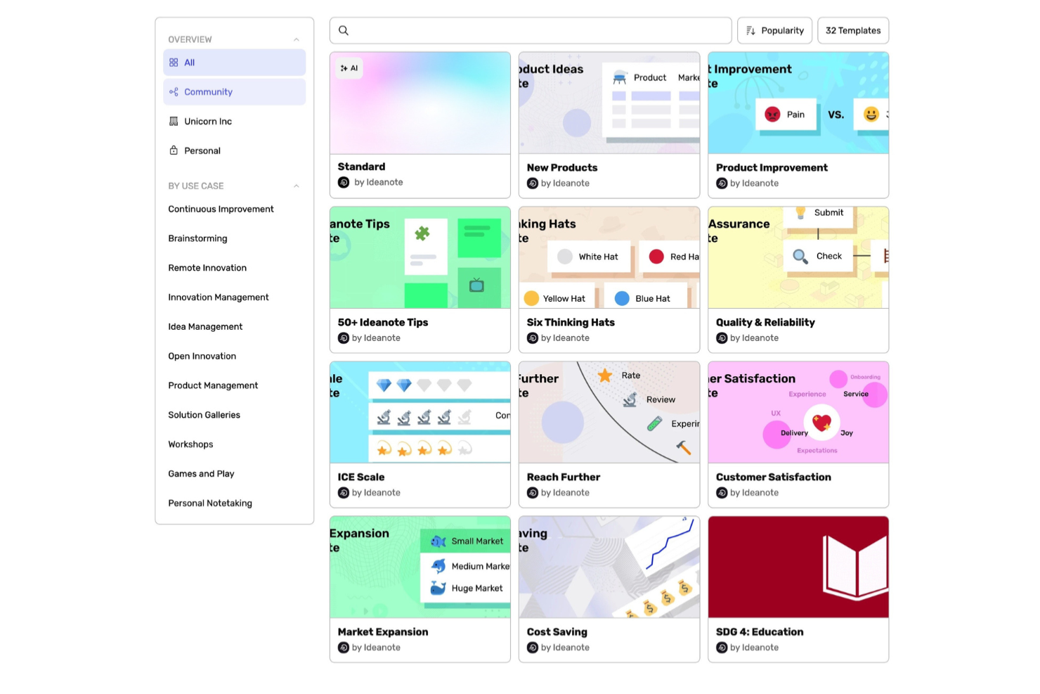 Ideanote screenshot - 10 beste online hulpmiddelen voor brainstormen in 2026