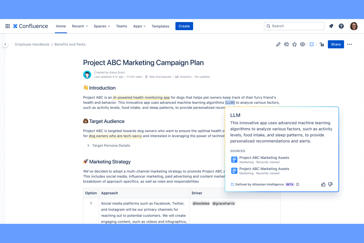 Confluence screenshot - 10 beste AI-documentatietools in 2026