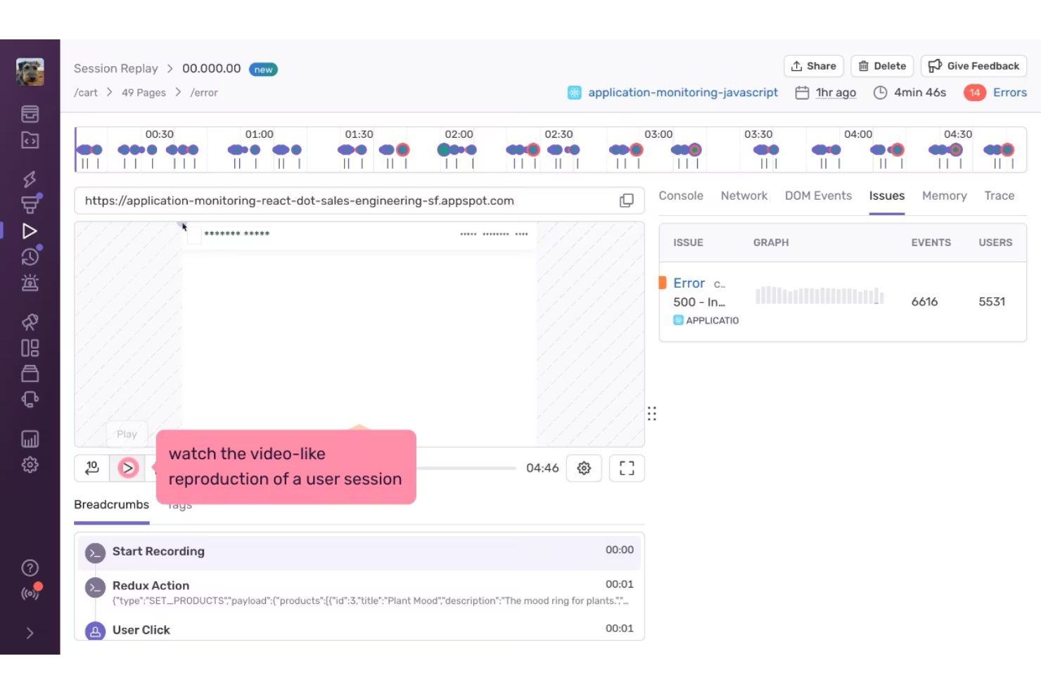 Sentry screenshot - 10 beste software voor sessie-opnames voor 2026