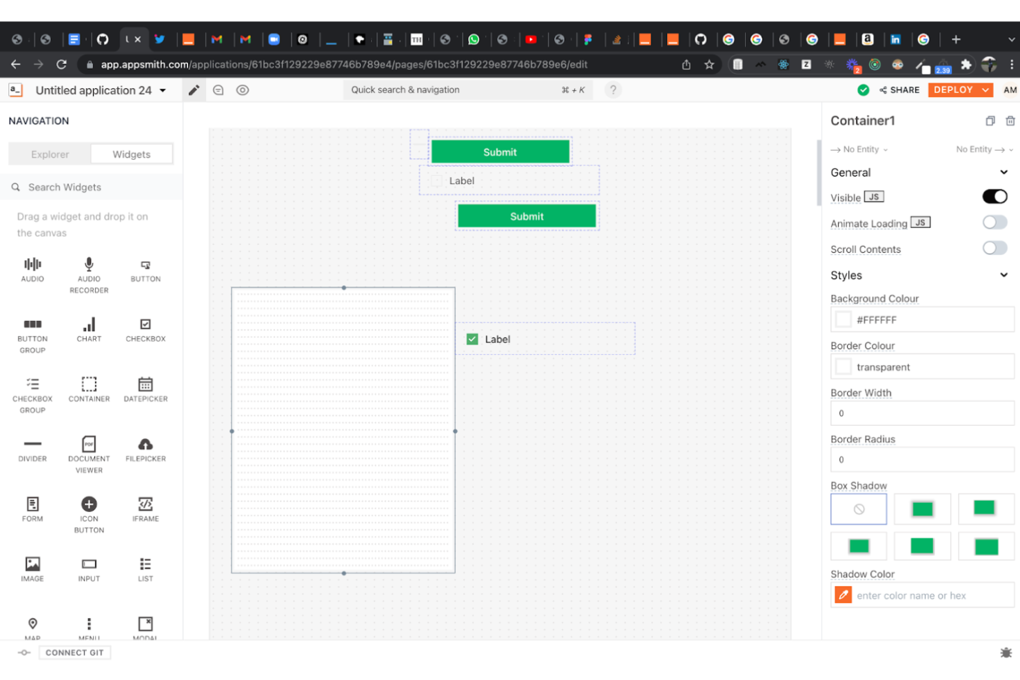 Appsmith screenshot - 10 UI-bouwers met slepen-en-neerzetten geselecteerd voor 2026