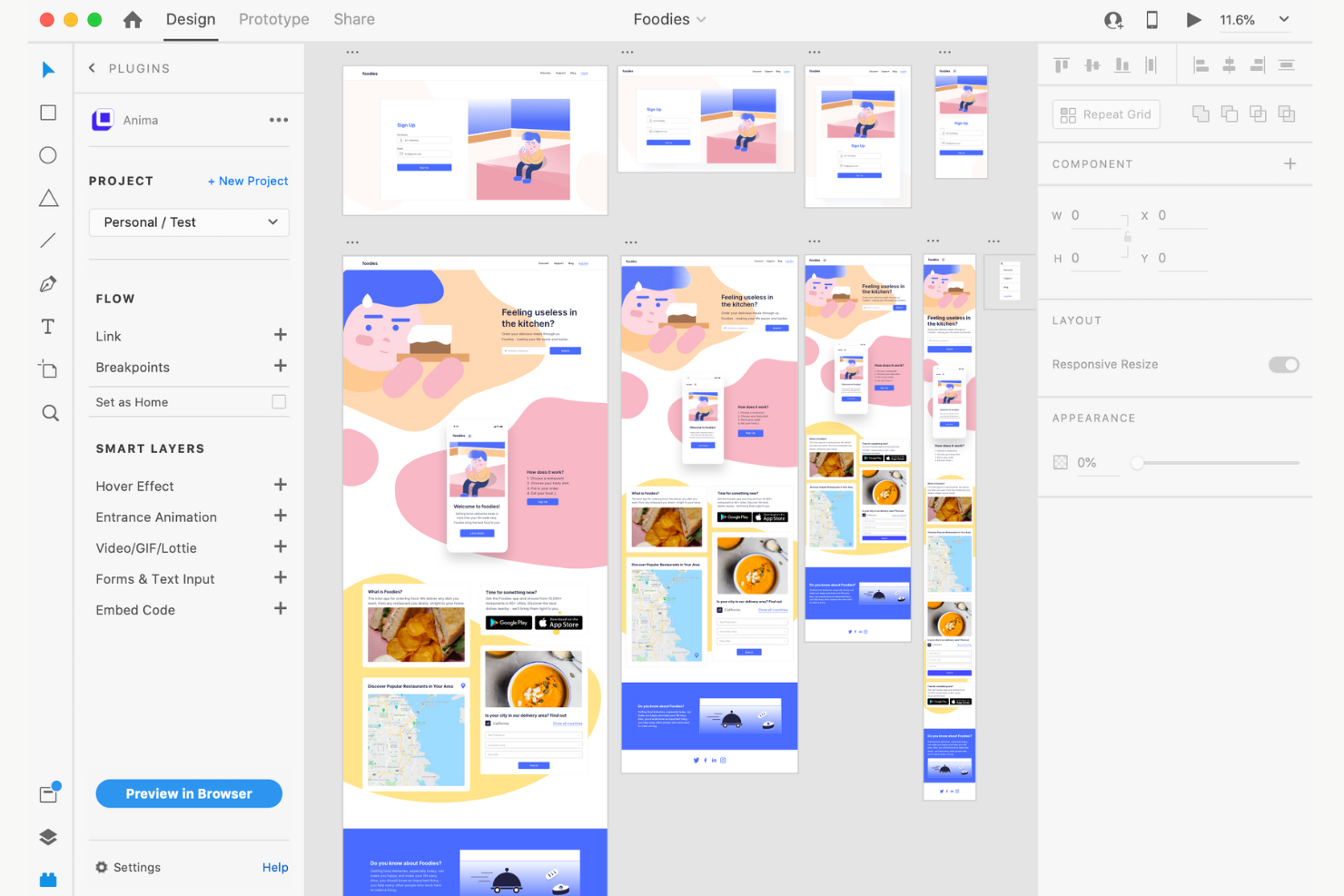 Adobe XD screenshot - 10 bästa Figma-konkurrenterna jag testade 2026