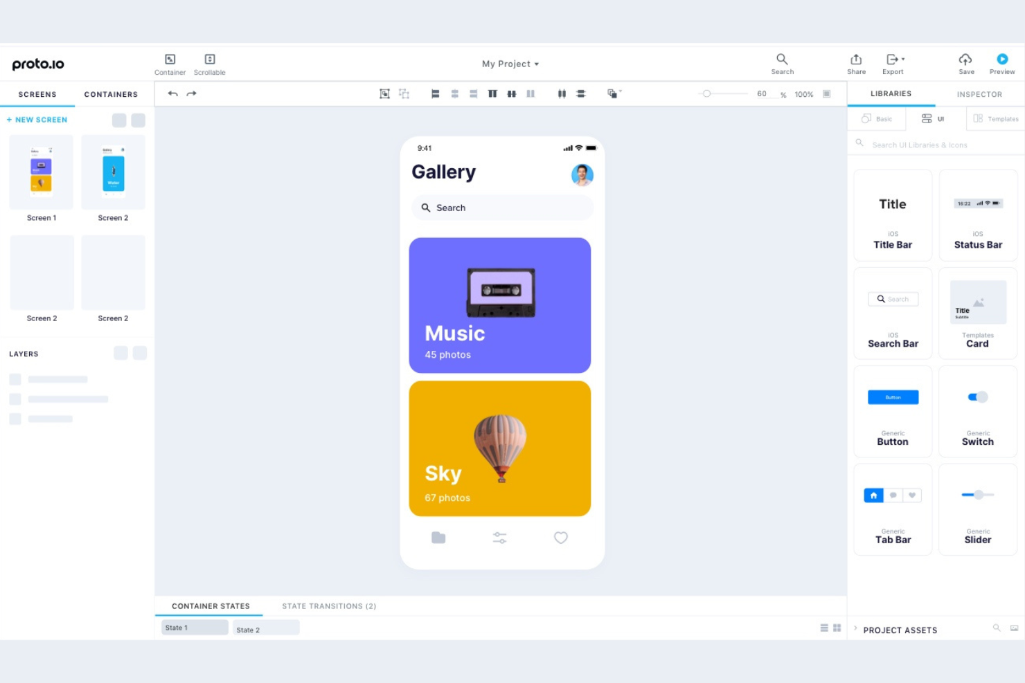 Proto.io screenshot - 10 beste Figma-concurrenten die ik in 2026 heb getest