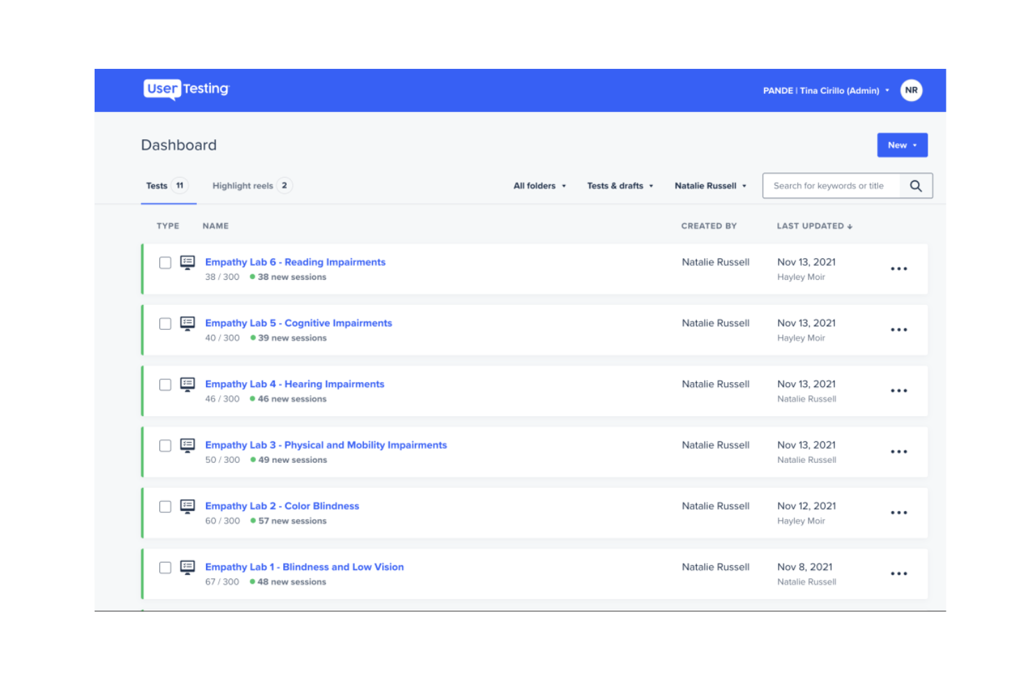 UserTesting screenshot - 10 beste Sprig-Alternativen im Test 2026