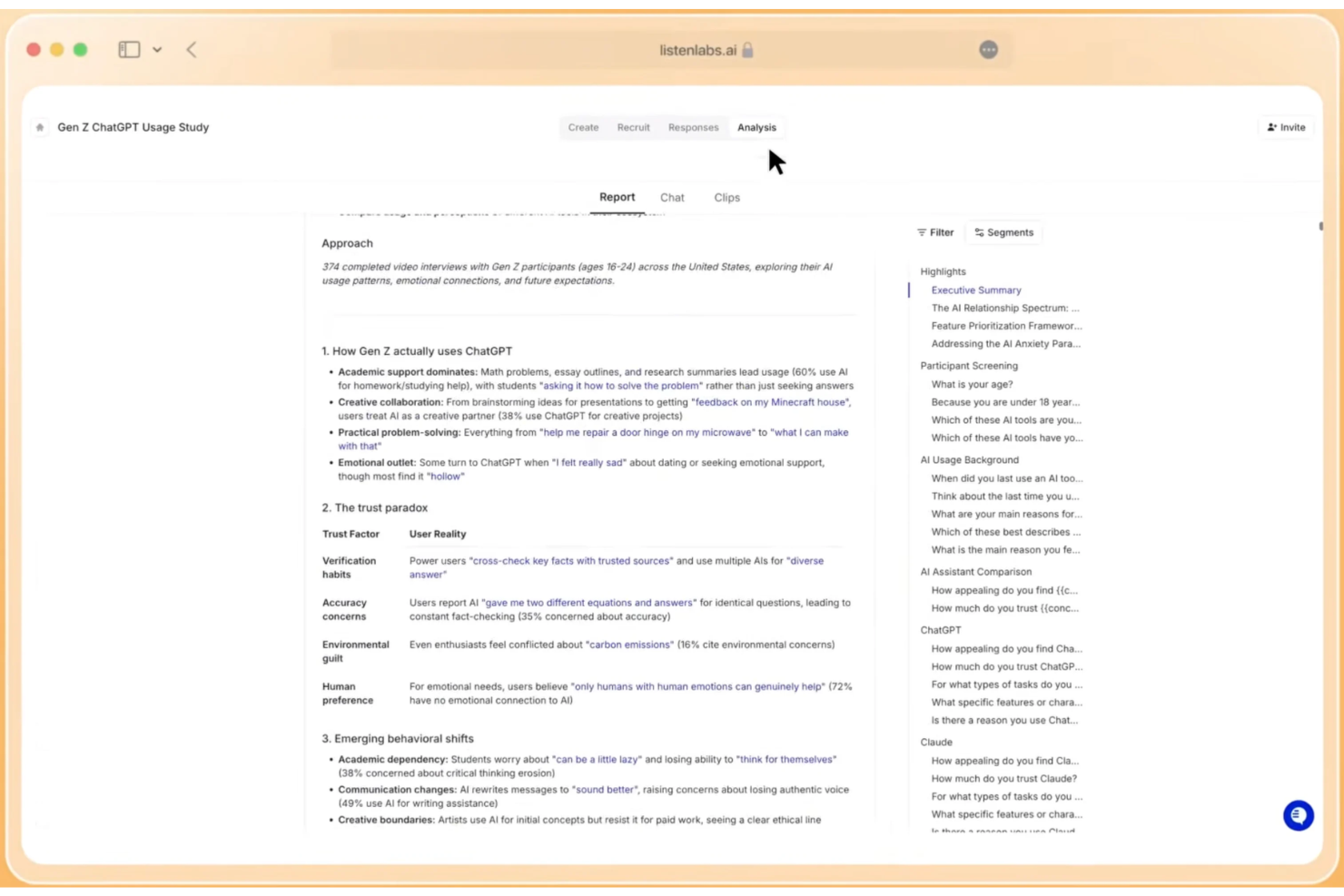 Listen Labs screenshot - 20 Best AI Market Research Tools in 2026