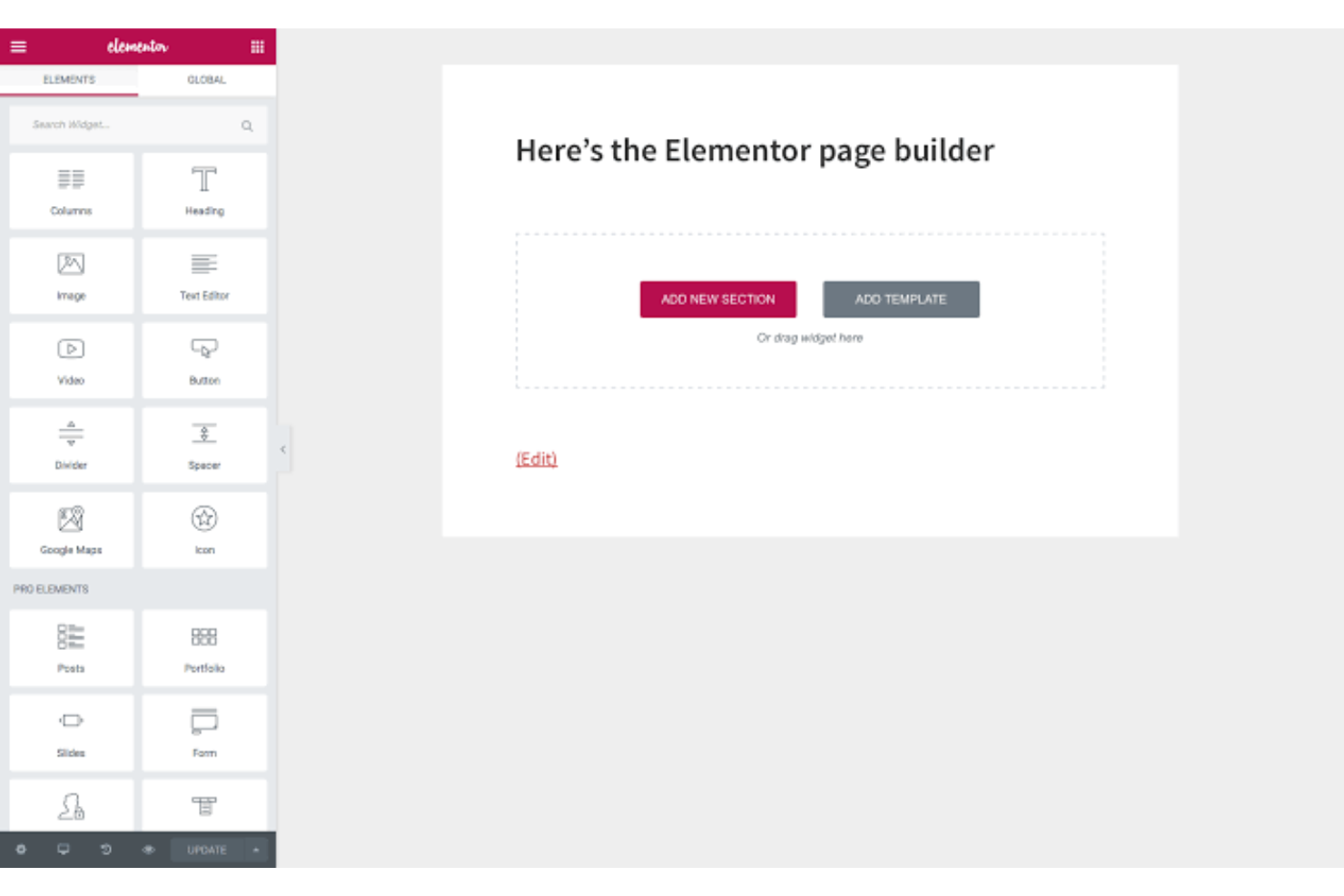 Elementor screenshot - 10 Best Webflow Alternatives in 2026