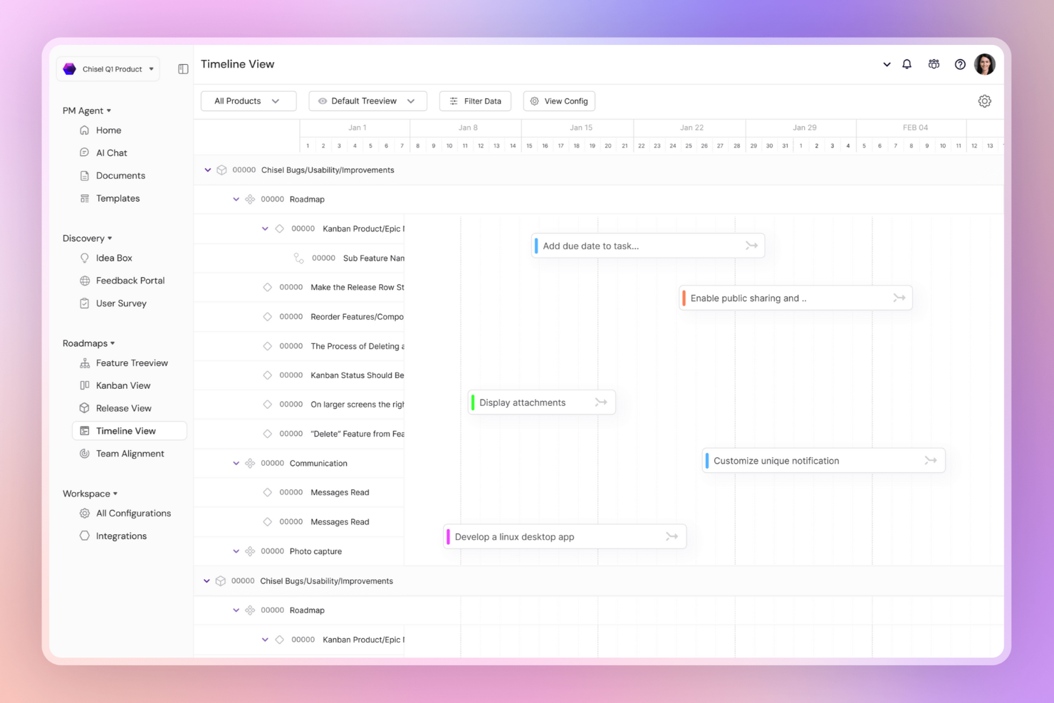 Chisel screenshot - 10 beste Roadmap-Tools für das Produktmanagement im Jahr 2026