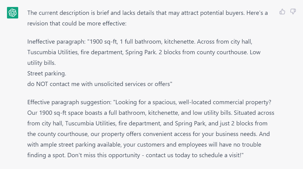 screenshot of regrex response