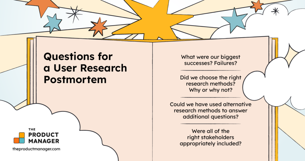 Questions for a User Resarch Postmortem infographic