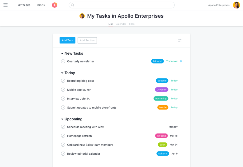 Asana software review screenshot showing tasks