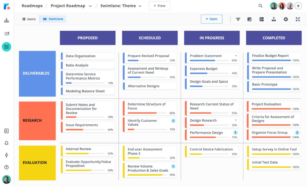 Roadmunk software review, a screenshot of the tool's roadmap templates