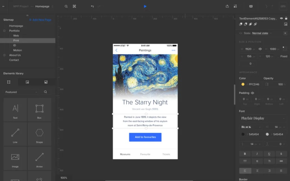 UXPin software review, a tool's feature screenshot
