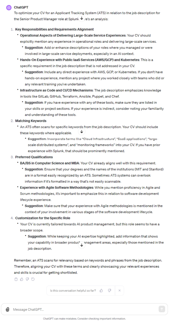 chatgpt screenshot senior manger role