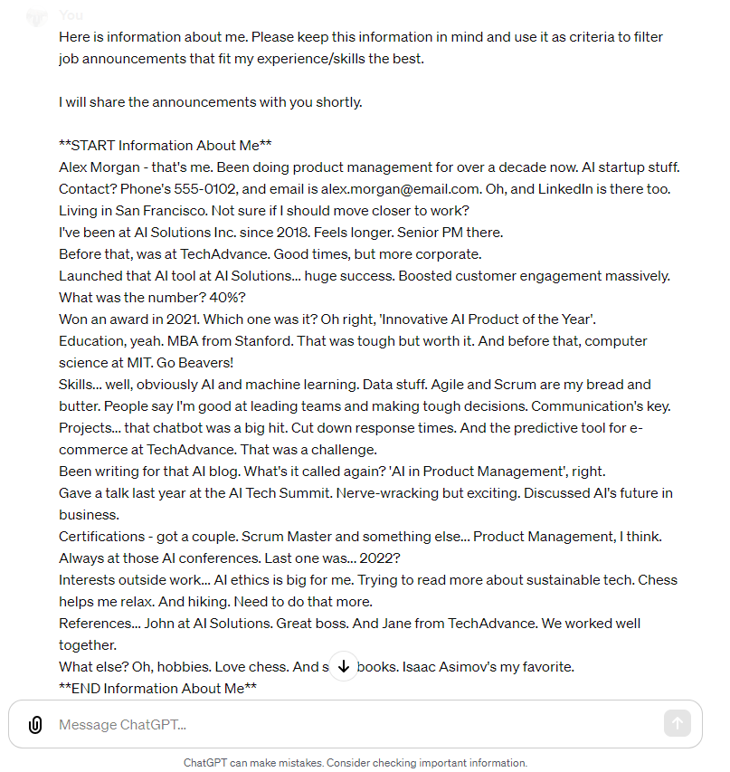 Braindump of relevant resume information.
