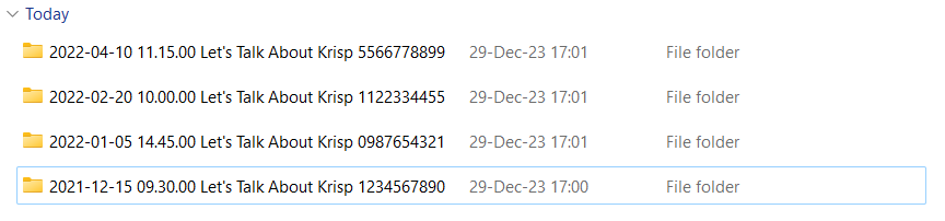 folders with dates